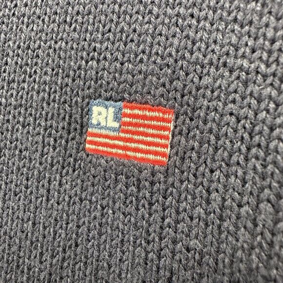 VTG Ralph Lauren Polo Jeans Co Striped 1/4 Zip Pullover Sweater RL Flag Size XL - Picture 8 of 10